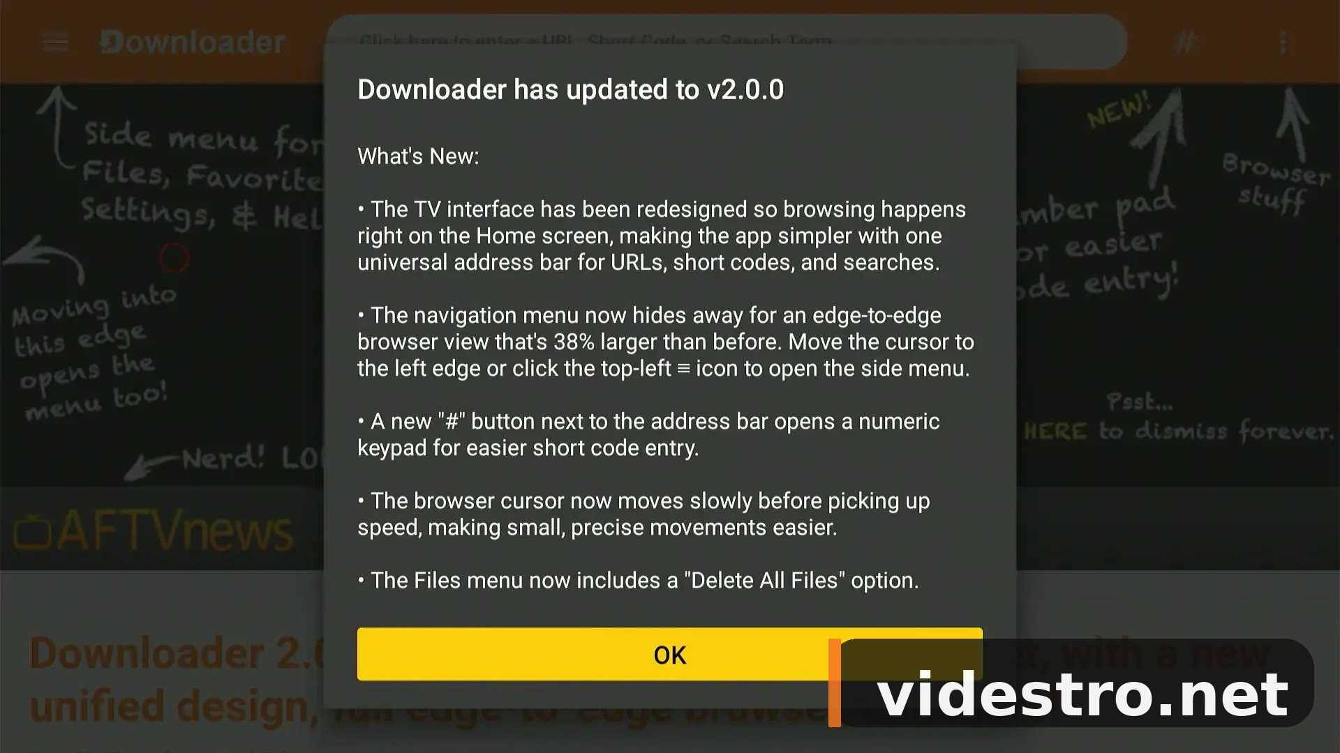 Downloader update popup